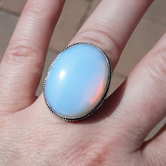 New Opal Opalite Antique Design 925 Silver Ring. - Picture 3 of 8